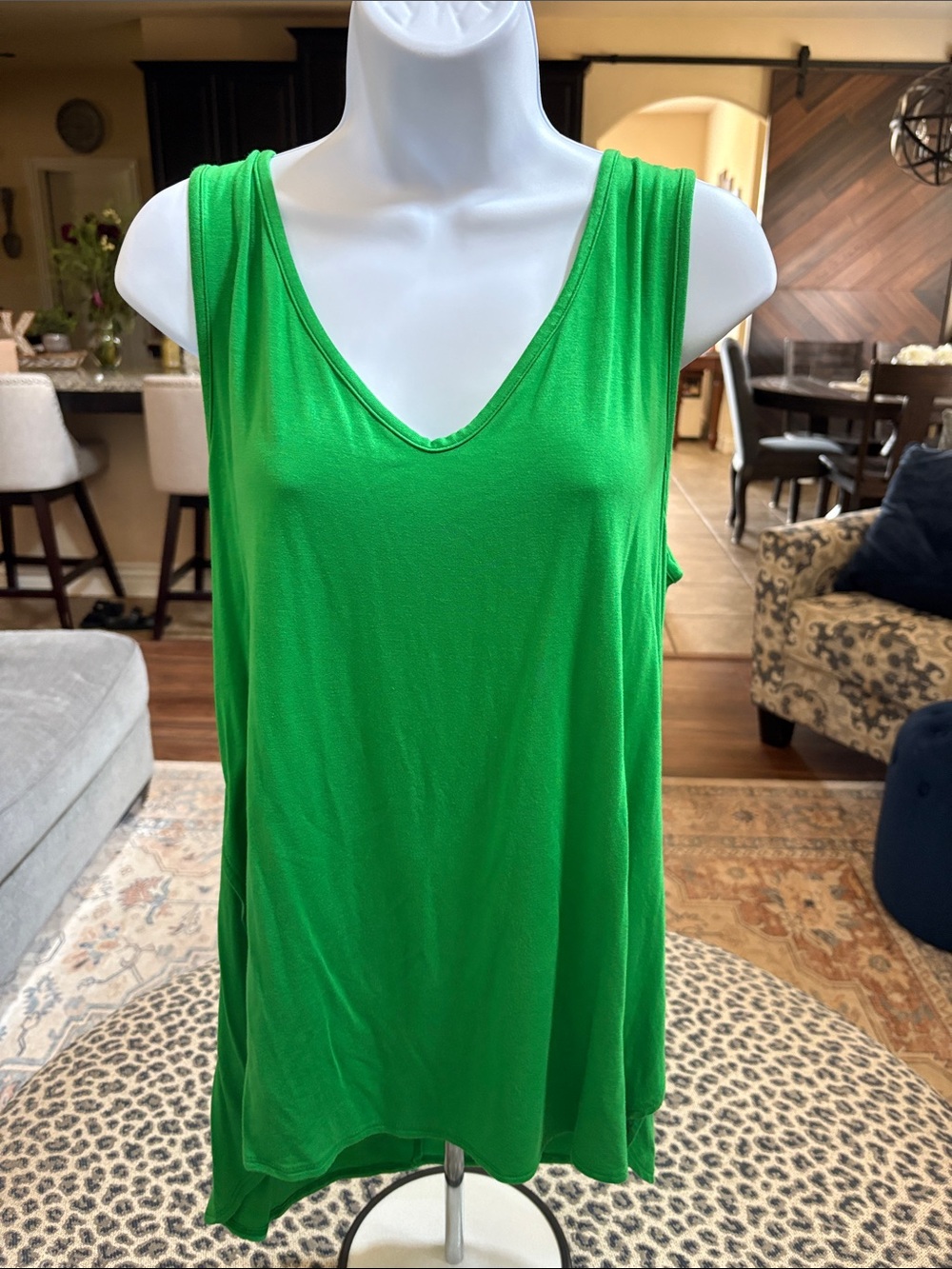 Women's V-Neck Sleeveless Tank in Bright Green